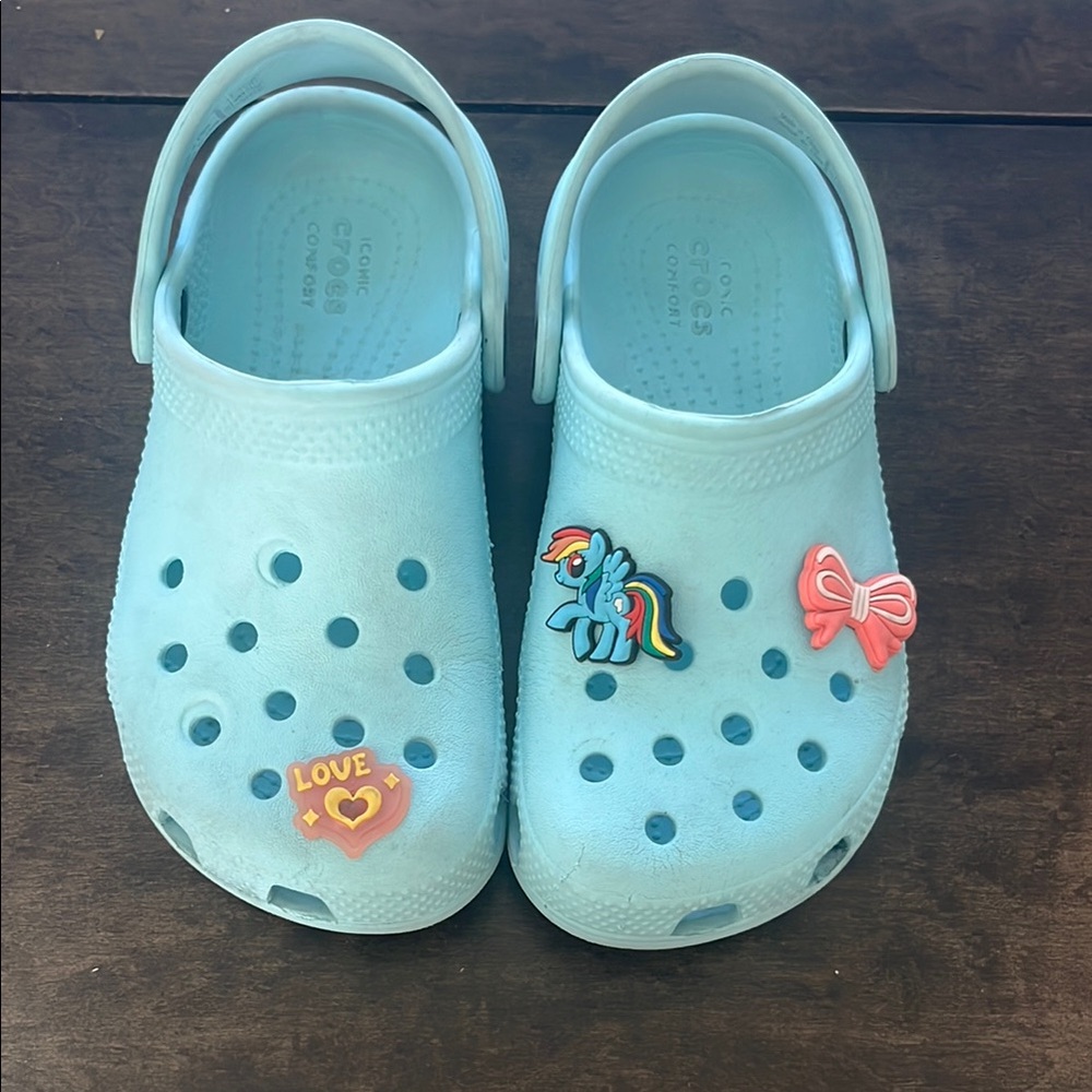 Crocs Kids Light Blue Clogs with Charms